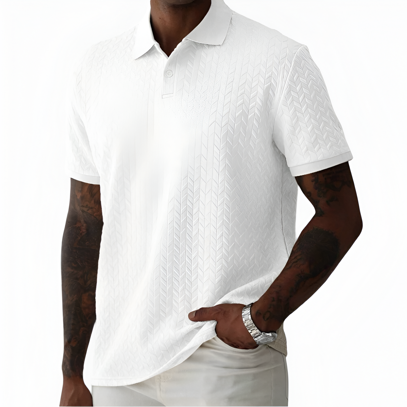 Lost Couture – Jacquard Texturiertes Poloshirt