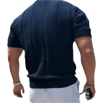 Lost Couture – Mesh-Strick-Poloshirt (Slim Fit)